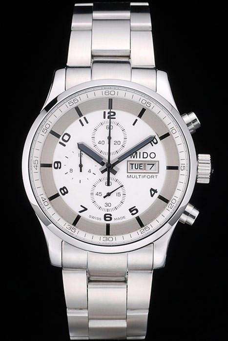 Mido Multifort Lünette Edelstahl weißen Zifferblatt 80284